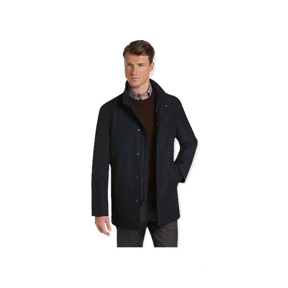 Jos. A. Bank Traveler Insulated Nylon Overcoat 46R Black Quilt Rain Snow Travel - Picture 1 of 9